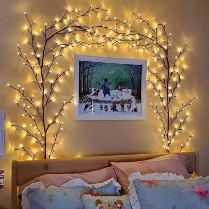 Duckkoko DIY Willow Vine String Lights, LED Twig Branch Lights for Bedroom Wall Decor, Plug-in Fairy Lights for Christmas, Party, Living Room (Warm White)